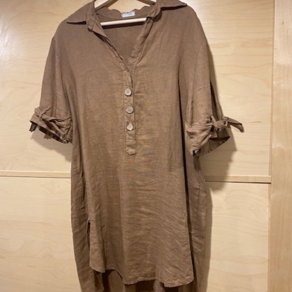 Linen shirt dress
